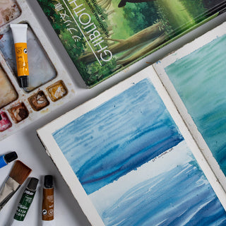 A5 Watercolour Blank Paper - Handcrafted Leather Journal