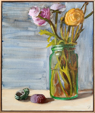 Seashells, Sea Urchin, Glass Jar, Ranunculus