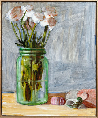 Jar, Ranunculus, Sea Urchin, Seashells (JF_28)