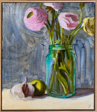 Garlic, Lime, Glass jar, Flowers