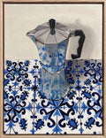 Caffettiera On Blue And White Tiles