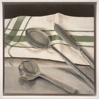 Cutlery with Green and Cream Cloth