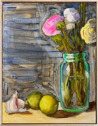 Garlic, Lime, Glass Jar, Ranunculus