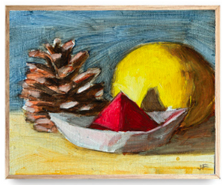 Pinecone, Origami boat, Lemon (JF_10)