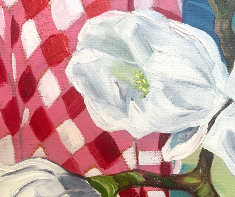 Alicia Cornwell Gingham Magnolia Reflections Detail